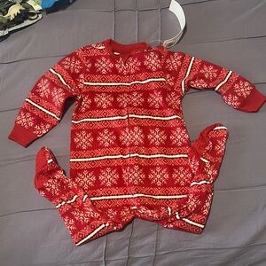 Red Snowflake Pattern Baby Onesie